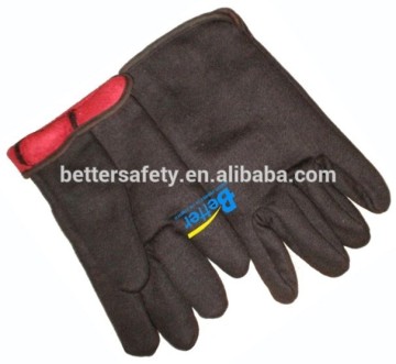 All-Purpose Brwon Jersey Hand Gloves Red Jersey Lined