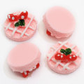 Groothandel 3D Novel Kawaii Mini Pink Cookie Strawberry Waffle Resin Cabochons voor Home Party Decoration