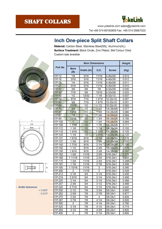 Yokelink tengely nyakörv 4. katalógus Yokelink Shaft Collar Catalogue 4
