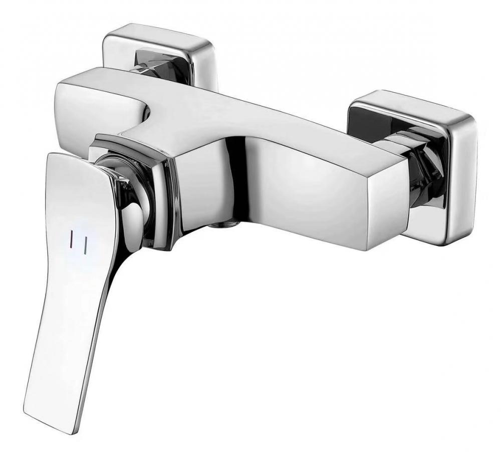 Single lever square brass body two holes basin mixer faucet bathroom