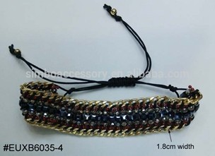 2015 hot new crystal beads and link chain weaving bracelet,braid bracelet,beaded bracelet,link bracelet,latest jewelry