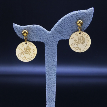 Stainless Steel Gold Sagittarius Constellation Stud Earrings - E9202