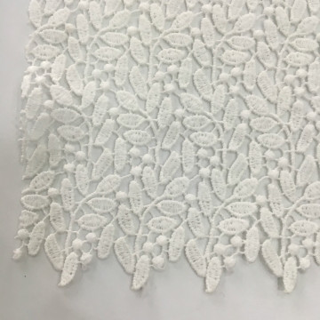 White Poly Milky Yarn Chemical Lace Embroidery Fabric