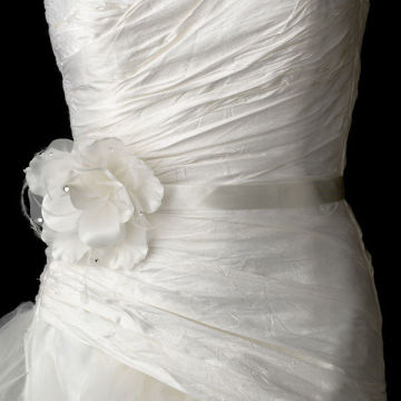 Rhinestones & Feathers Flower Bridal Sash Wedding Belt