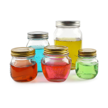 Square Embossing Glass Mason Jar With Normal Lid