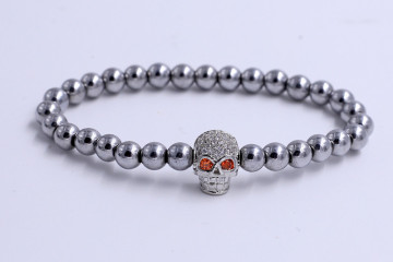 Handmade Stainless Steel Skull Charm Beads Bracelets