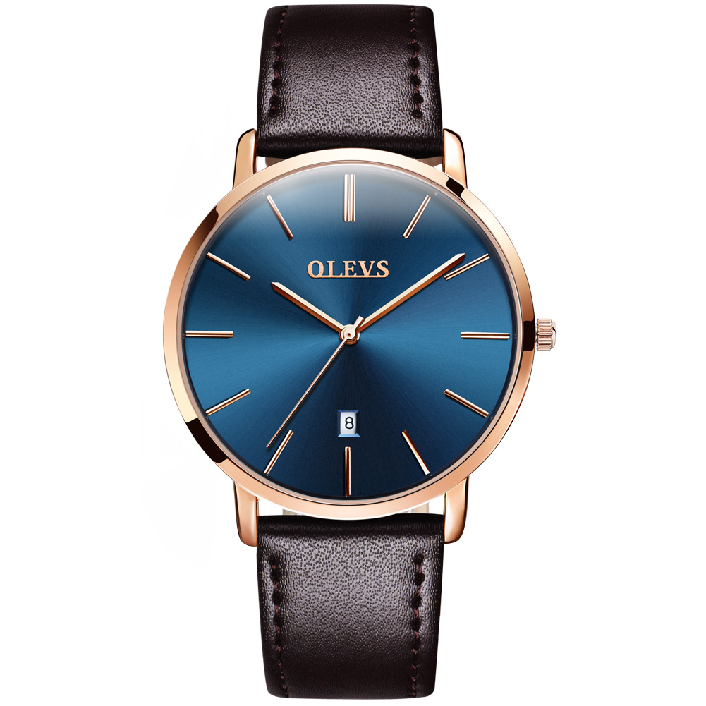 2021 Cheap OLEVS Men Quartz Luxury Minimalist Watches Week And Date Chronograph Sports Watch  Leather Strap Men's Watch For Men