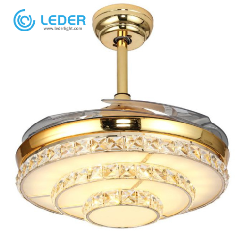 LEDER Crystal Ceiling Fan na May Ilaw