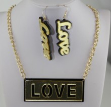 Acrylic English Letters LOVE Sweater Chain Necklace With Earrings Sets