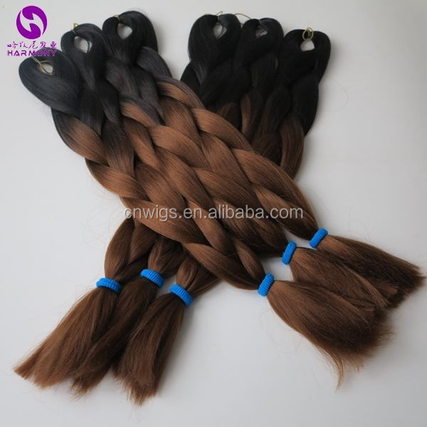 24" 100g/pc Coffee Brown Blonde Henlon Fiber Ombre Two Tone Colored Jumbo Braid Synthetic Box Crochet Ombre Braiding Hair