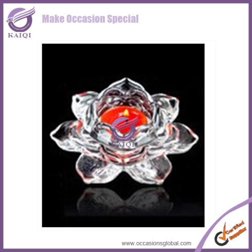 K4573 Tall Lotus Flower Artificial Shape Crystal Candle Holer Wholesale For Wedding Centerpiece