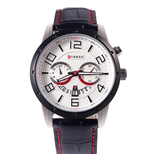 Mode sport stijl leren band kwarts horloge