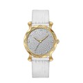 Luxury Quartz Iced out Diamond Dials Leather Watch