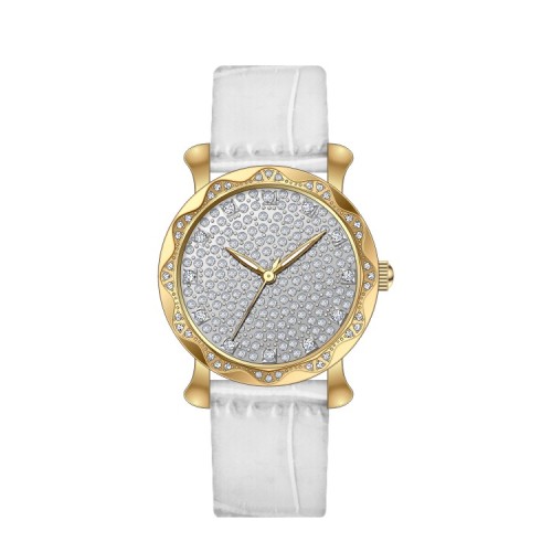 Luxury Quartz Iced out Diamond Dials Leather Watch