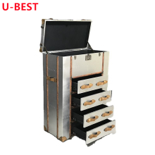 U-BEST Polished Aviation Vintage Coffee Table Trunk