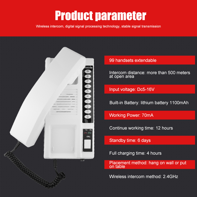 Bcom smart building interphone control system 10 user wireless intercom