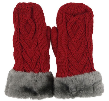 Thickening  Warm Fur Jacquard Acryic Knitting Gloves