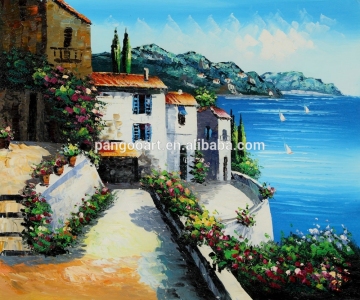 handmade landscape oil painting, mediterranean scene oil painting