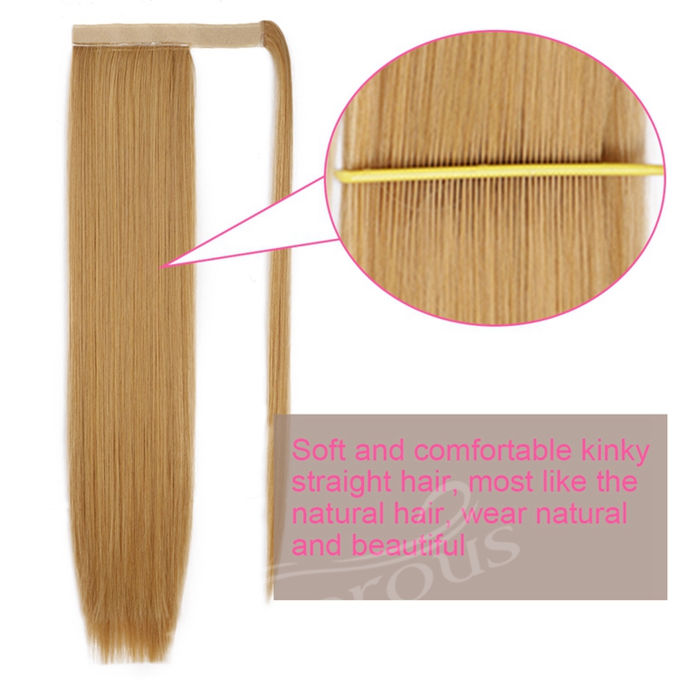 Wholesale Cheapest Blonde Straight Wrap Around Natural Ponytail Piece For Women High Quality Synthetic Hair Extension