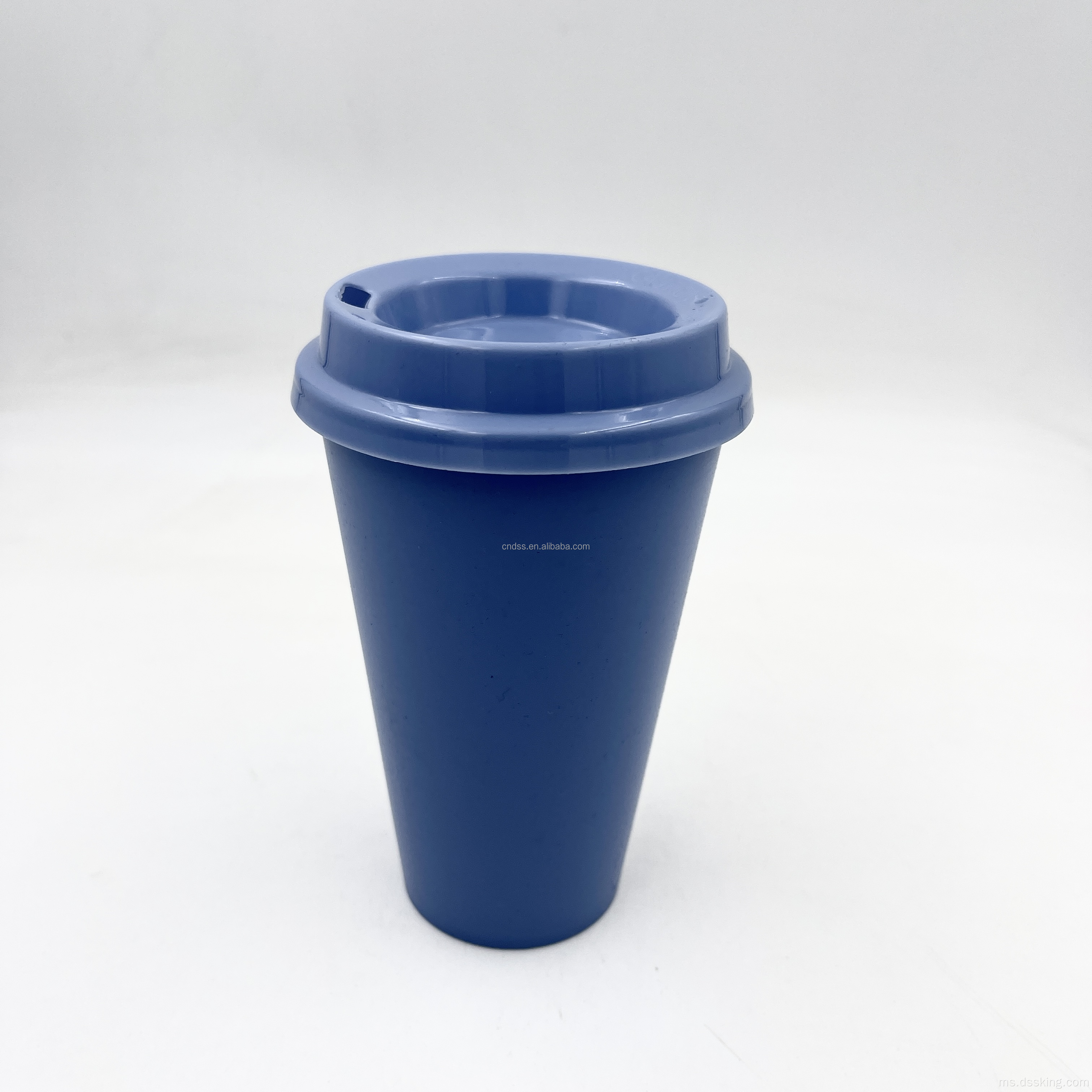 Double Wall PP Travel Mug 16oz 500ml cawan plastik cawan kopi yang boleh diguna semula dengan penutup