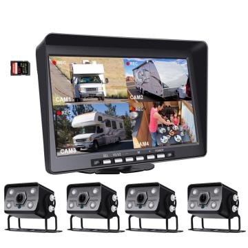 Wired Backup Camera Kit 10.1 inch 4CH Rear View Camera System