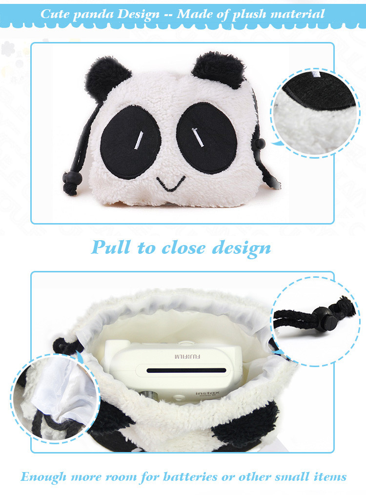 Panda Camera Drawstring Bag Detail 