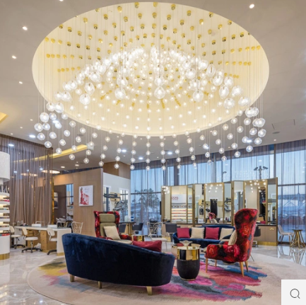 "Modern Lobby Decor: The Radiance of Hanging LED Chandeliers"