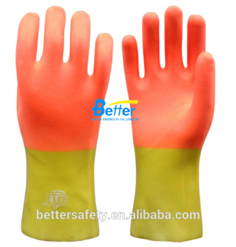 Fluorescence Orange and Yellow PVC Foam dipped Construction Gloves