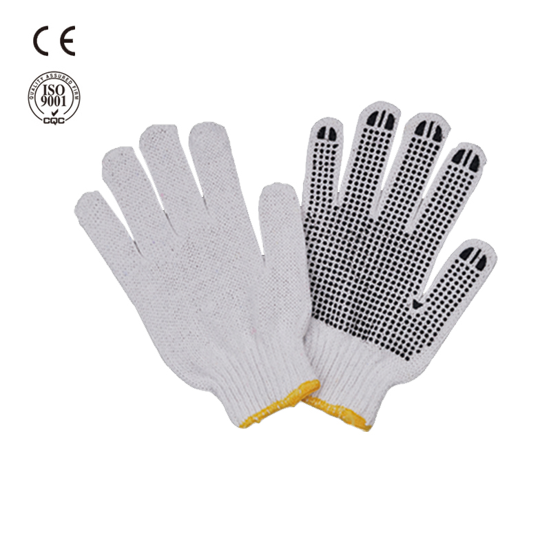 safety work pvc dotted cotton gloves