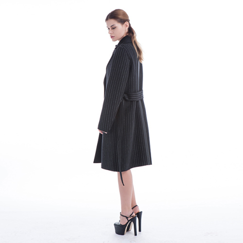 Black striped cashmere overcoat