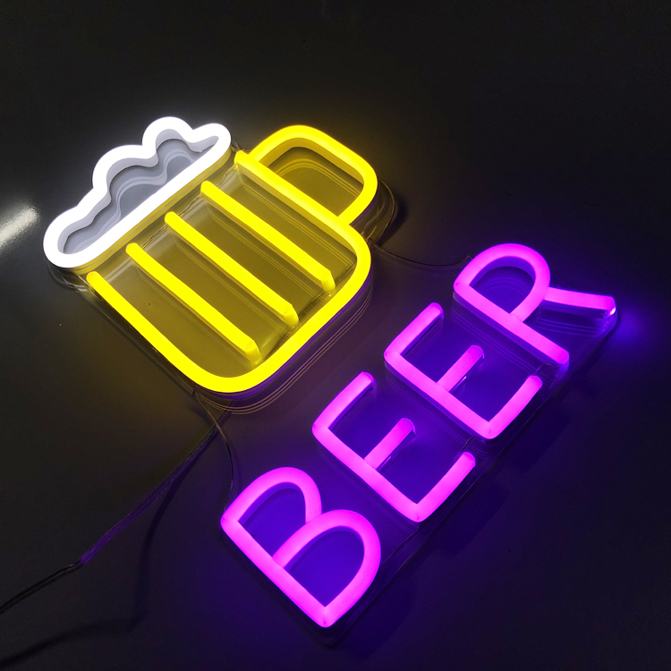 Wholesale wall mounted beer sign custom led neon sign unbreakable neon sign letter bar store
