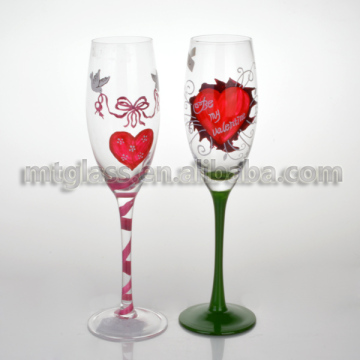 Glassware factory hand blown painted champagne flute glass