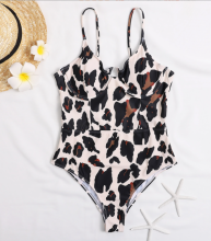 Women sexy Leopard Print Backless Biniki Swimwear