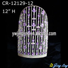 12 Inch Purple Rhinestone Big Pageant Crowns