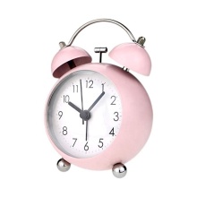 Cute Small Twin Bell Alarm Clock with Backlight and Loud Alarm, Pink