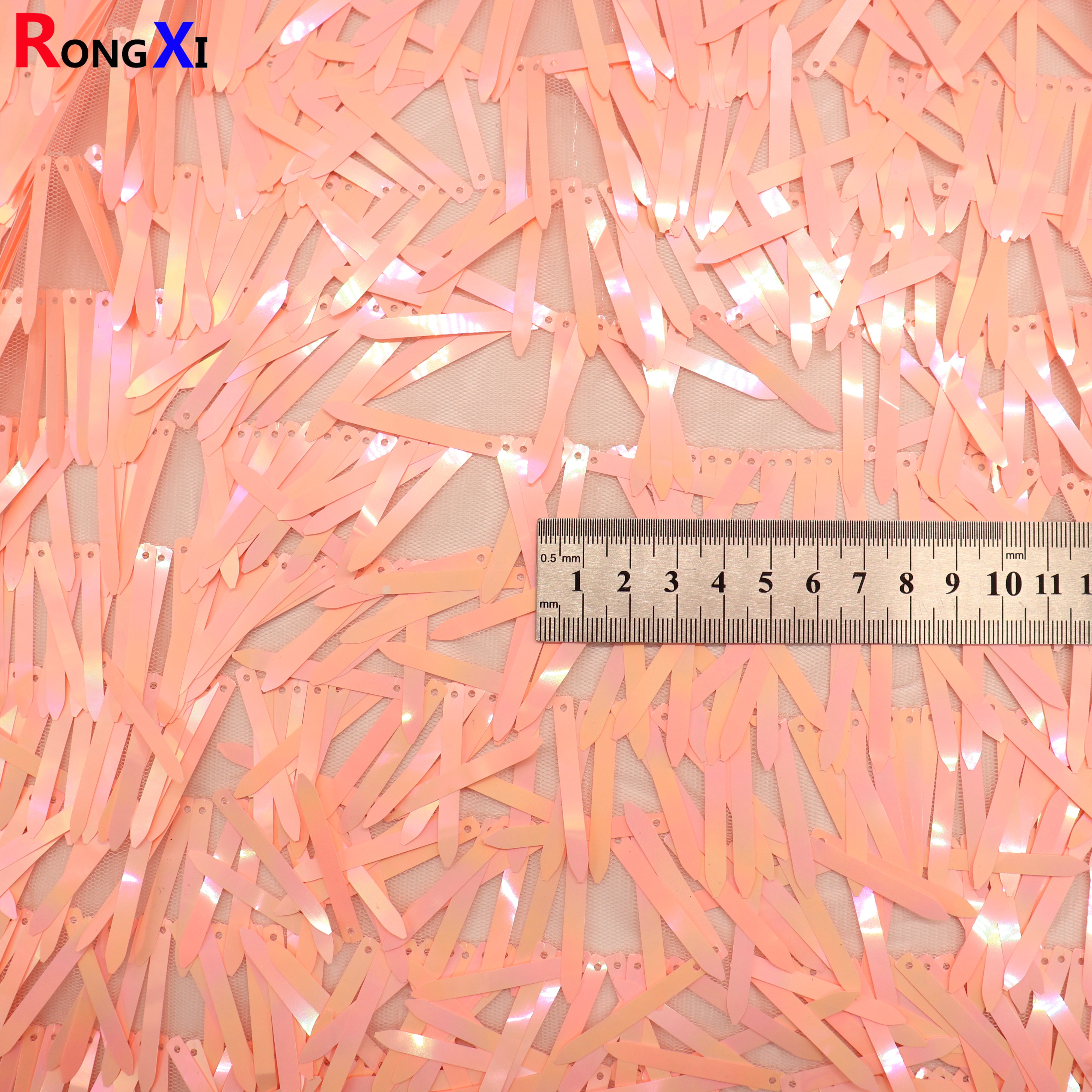 RXF1655 4.5mm*4cm Hot Selling Sequin Fabric With Fringe Made In China