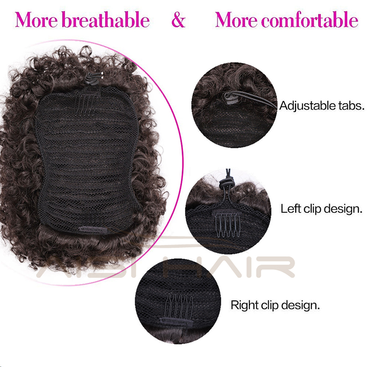 Aisi Hair Short Kinky Fluffy Synthetic Brown Hair Bun Ponytail Afro Short Puff Curly Chignon Hairpiece Extension For Black Women