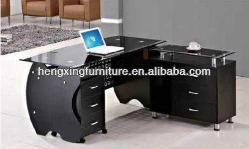 (HX-L031)L shaped Tempered Glass top Executive table Office furniture