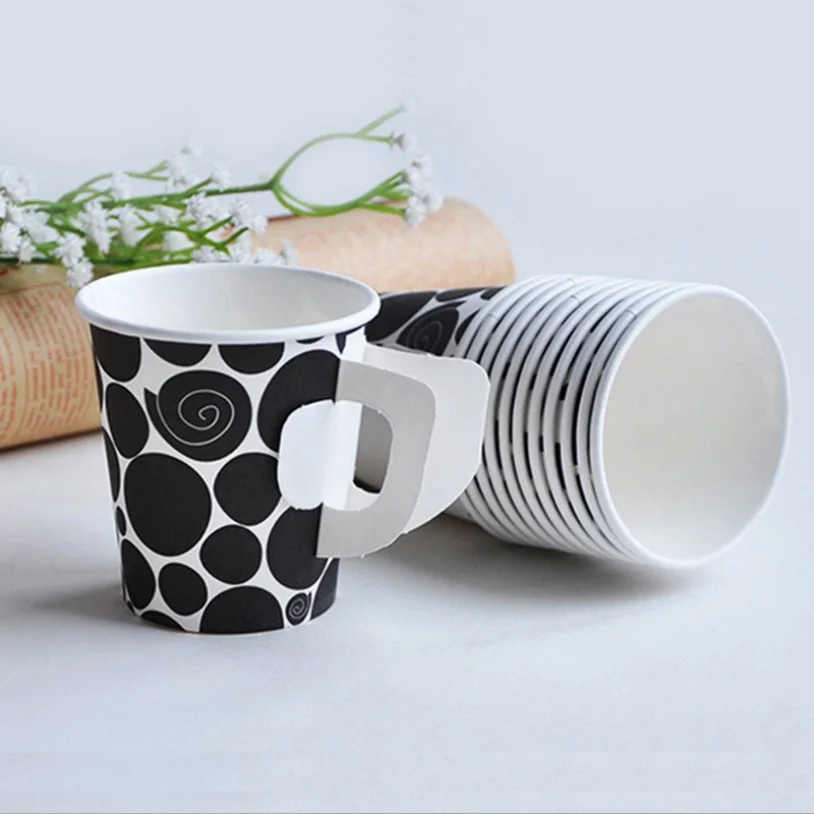 7oz Coffee Paper Cup with Handle Coffee Hot Paper Cup/Disposable Tea Cup with Handle, Paper Cup with Handle