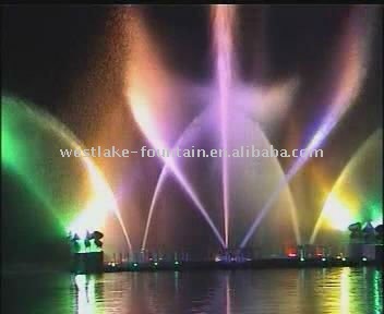 lake musical fountain with beautiful colours