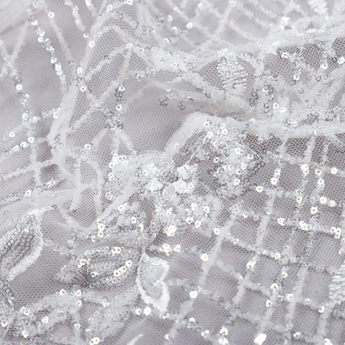 wholesale luxury white sequin embroidery fabric