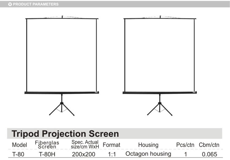 79 inches matte white movie theater tripod projection screen, foldable projector screen