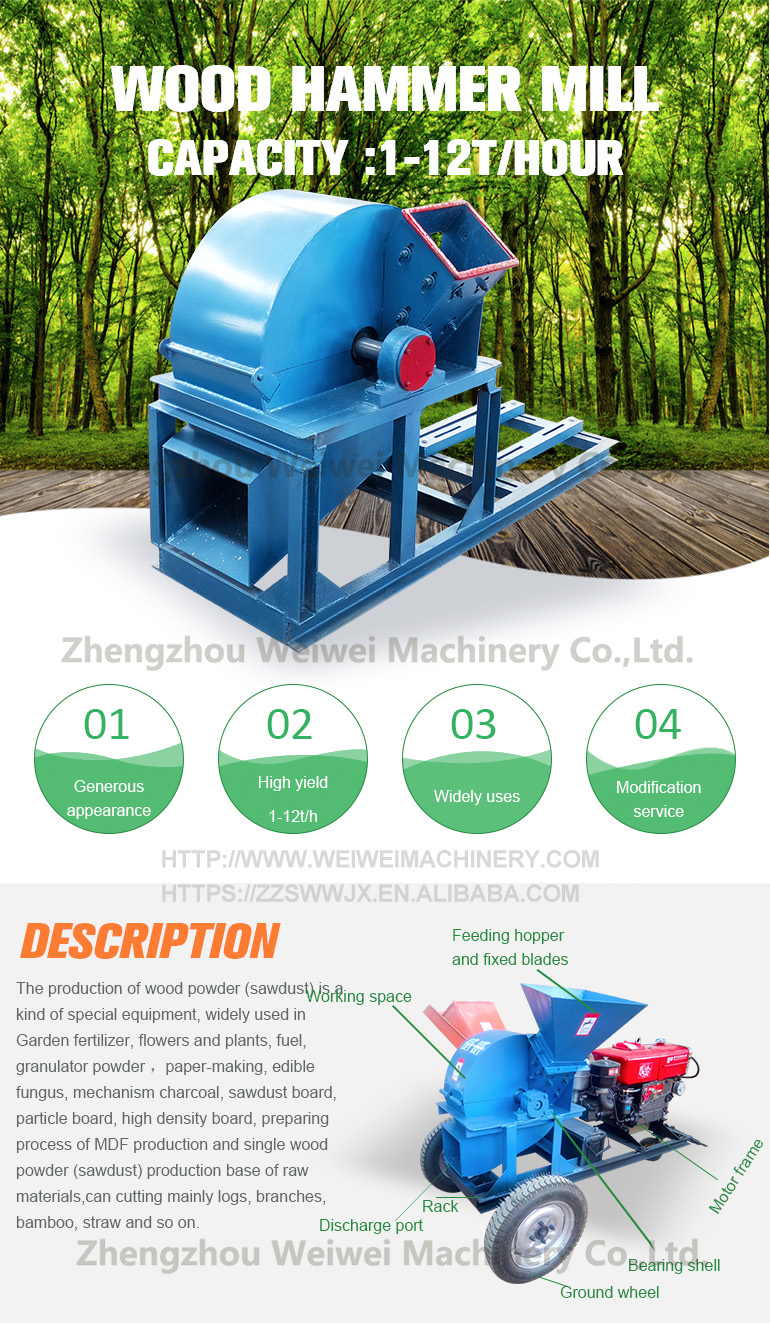 Weiwei capacity 3t wood chipper log wood shredder machine