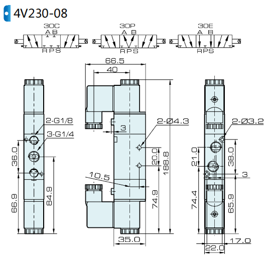 4v230c-08 dimension