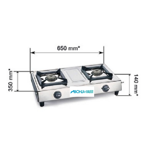 2 Burners Cooktop dengan Aluminium Alloy Burners