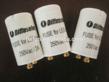 led starter with fuse high quality T8 starter 220-240v PP casing,copper pin,2A led lamp starter