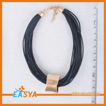 Good Luck Leather Necklace Gold Tube Pendant Necklace For Women