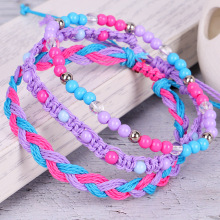 3PCS Bohemian Style Multi Color Handmade Braided Wax Cord String Boho Bracelet Jewelry Set