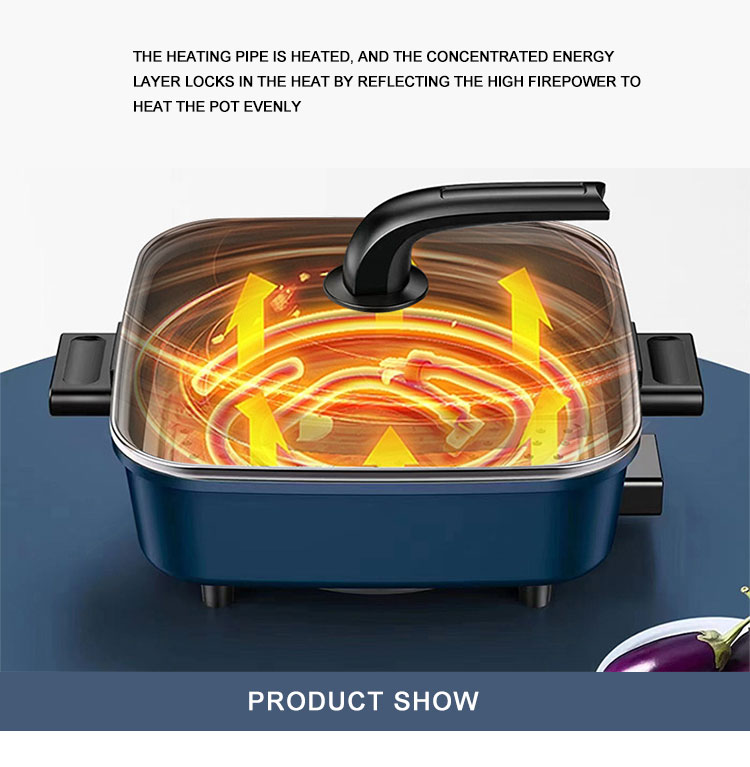 mini electric frying cooking  skillet frying pan with electric triangle automatic pan stirrer