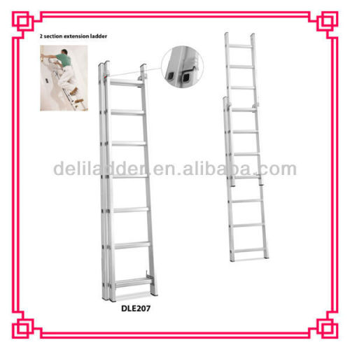 2X7steps 2 sections aluminium folding combination extension ladder / EN131 by CE approval